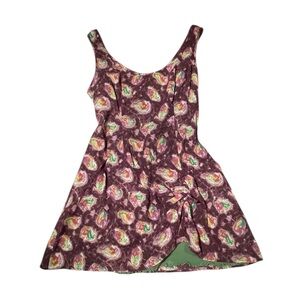 Plein Sud Made In France Purple Green Paisley Designer Dress 8 Vintage 90s Rare